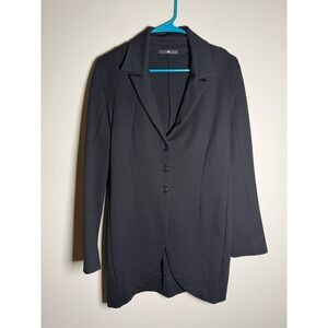 Jarbo Black Blazer Jacket Womens Size 38 Button Front Long Sleeve